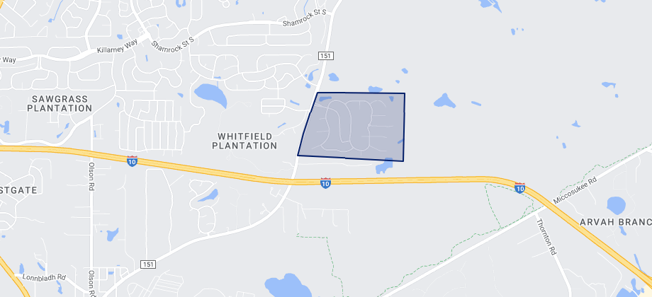 In this image, there is a map of Tallahassee with an outline indicating where the neighborhood Buckhead is located. 